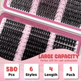 Lash Clusters, 6 Styles 40D/50D/60D/80D/100D120D Cluster Lashes, Mixed Lengths 10-18mm, D Curl Individual Eyelash Extensions at Home, Wispy Volume Eyelash Clusters