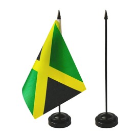 Zigvert Jamaica Diplomat Flag Set- Jamaica Flag, Jamaica Table Flag, Desk Flag, Office Flag, Table Decoration, 8 x 5.5 inches - Vivid Color and Fade Resistant