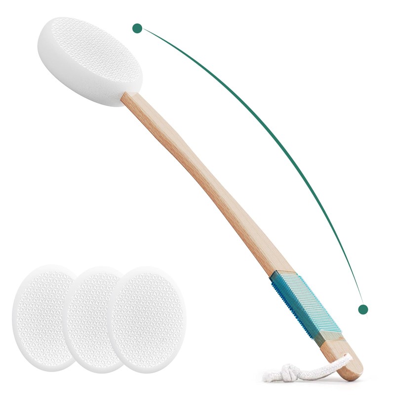 Back Lotion Applicator with 4 Replaceable Pads, Lotion Applicator for