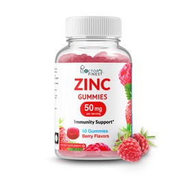 DOCTORS FINEST Zinc 50mg Gummies – Vegetarian, GMO Free & Gluten Free Vitamin – Great Tasting Berry Flavor Pectin Chews – Adult Dietary Supplement – 60 Count [30 Doses]