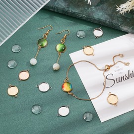 UNICRAFTALE 30 Pieces 12 mm Cabochon Pendants 3 Colours Bezel Pendant Flat Round Connection Pendant Cabochon Blanks Stainless Steel Cabochon Jewellery Connector for Bracelet Jewellery Making