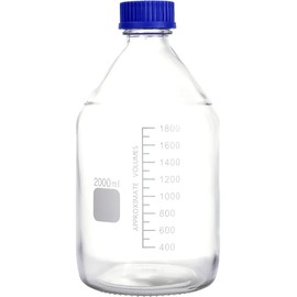 Basstein Lab Media Storage Round Bottles Graduated Glass Container GL45 Screw Cap Leakproof Multi-Purpose for Scientific | pack of 1 (Blue,2000ml)