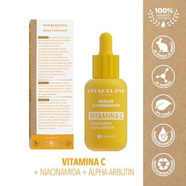 VITACILINA Serum Iluminador con VITAMINA C, NIACINAMIDA y ALPHA ARBUTIN 30 mL, Ilumina y Unifica el Tono, Ayuda a Reducir Manchas. Día y Noche