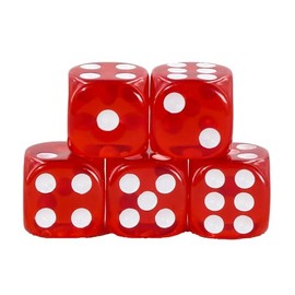Epic forge Set di 5 dadi a 6 lati, colore: rosso trasparente