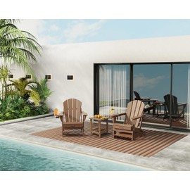 MUCHENGHY Adirondack Outdoor Side Table, 14.7" Patio Side Table Weather Resistant, HDPE Outdoor End Tables for Patio, Teak