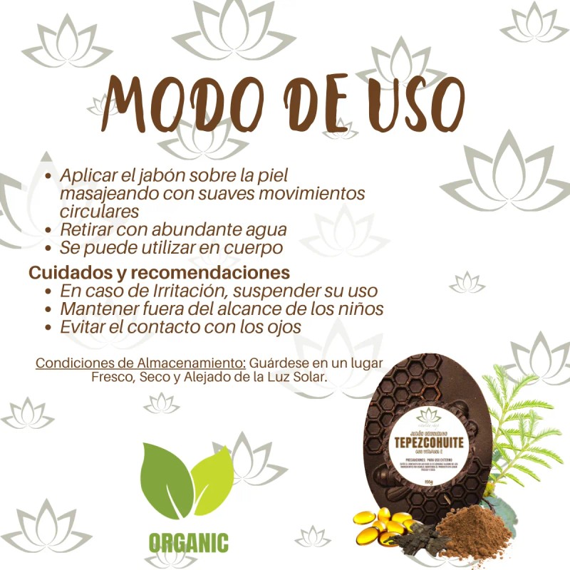 Jabón Orgánico Ozonizado Tepezcohuite Vitamina E Facial Corp
