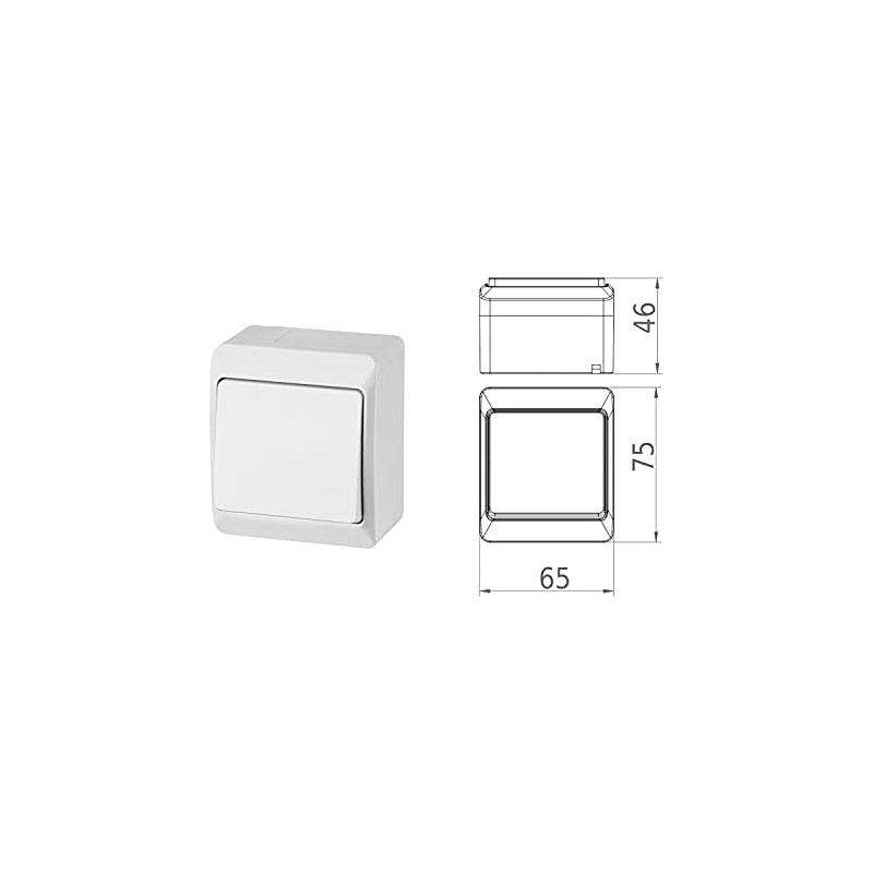 Easily mounted IP44 switch White Schalterserie wet rooms