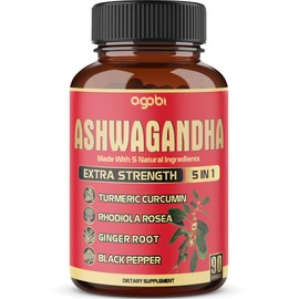 90 Capsules - Ashwagandha Supplement Capsules - Ginger Root, Turmeric, Rhodiola Rosea & Black Pepper