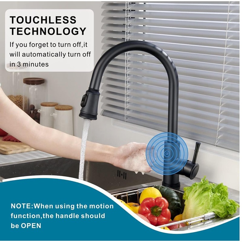 Welsan Touchless Kitchen Faucet, Hands-Free Automatic Smart Faucet with Pull