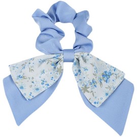 2pcs Large Intestine Hair Loop, 3.5in Chiffon Bow Tie Hair Loop Harmless Hair Loop Bow Scrunchies for Hair For Women Girls (Blue)