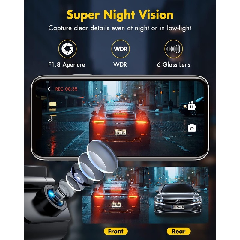 GKU GKU Dash Cam Front and Rear Camera C 4K+1080P