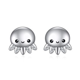 Animal Stud Earrings Sterling Silver Penguin/Paw Print/Panda/Dinosaur/Cow/Cat/Rabbit/Bee/Octopus/Dog/Pig Stud Earrings Animal Earrings for Women Girls, Sterling Silver