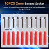 10Pcs 2mm Banana Socket, Insulated Banana Plug Coupler with Pr