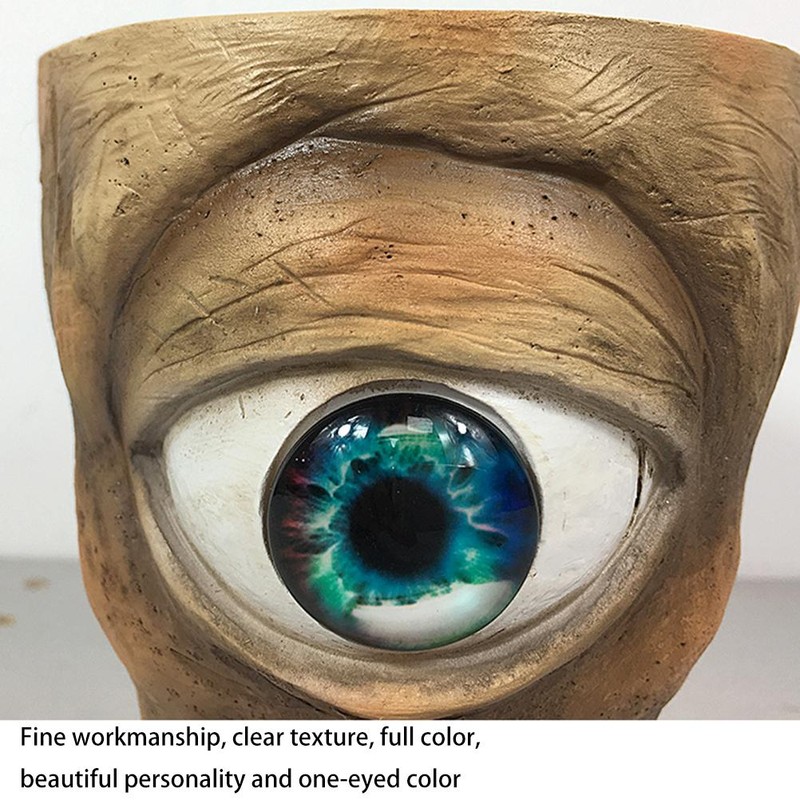Eye Head Resin Flower Pot Decorative Indoor Outdoor Planter Round