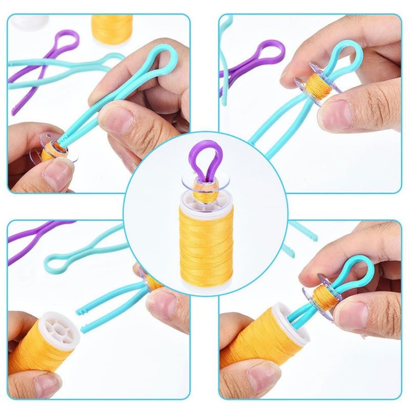 HappyHome 40pcs Plastic Bobbin Clips Thread Spool Clips for Sewing