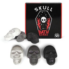 Skull Bath Bomb Set - Scented 6 Pack - Spooky Valentines Day Gifts, Goth Valentines Day Decor - Witchy Gifts, Goth Gifts for Women, Spooky Gifts - Gothic Bathroom Décor…