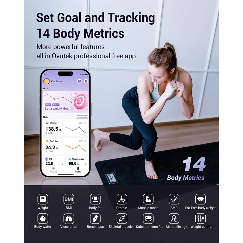 Ovutek Professional Smart Scale for Body Weight, BMI, Body Fat,