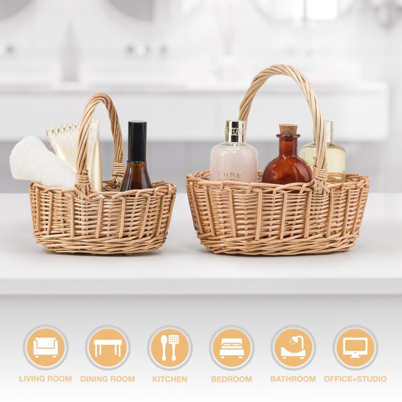 Woodluv Storage Baskets Set of 2, Wedding Flower Girls Baskets,