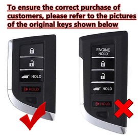 EJOAOJE Smart Key Protective Shell for Acura Key Fob Cover with Keychain Fits for Acura RDX MDX Smart Key Vehicle Accessories (Black-Silver)