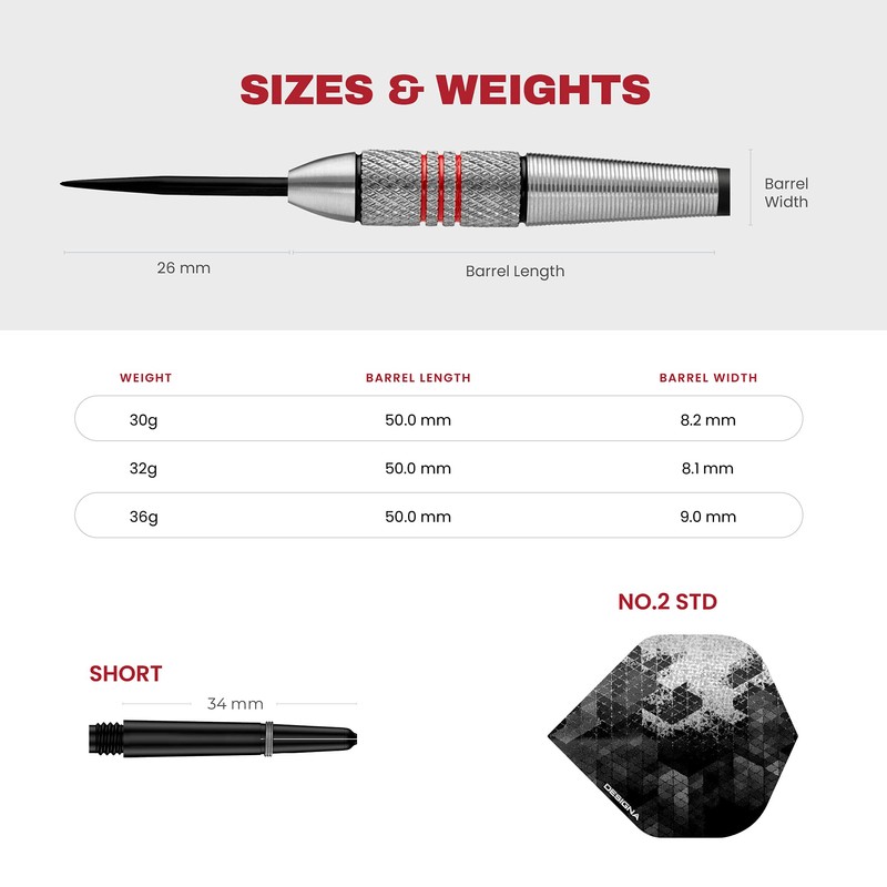 Designa Darts Meteors | 32g Premium 90% Tungsten Heavy Barrel