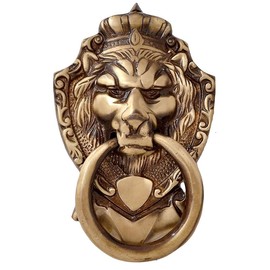 NOBILITY Door Knocker Brass Victorian Style Brass Gate Knocker Lion Mouth Premium Antique Finish Handle Pull Door Accessories Home Decor