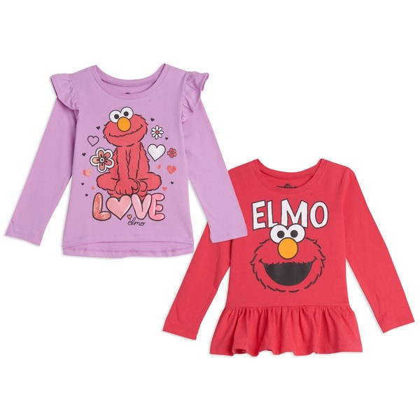 Sesame Street Elmo Infant Baby Girls 2 Pack T-Shirts Multicolored 18 Months