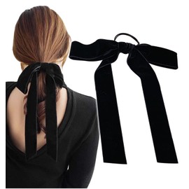 Herbeluemily Velour Ribbon Ribbon Hair Rubber Scrunchie Large Velvet Velour Ribbon Rubber Hair Elastic Black B Hair Rubber