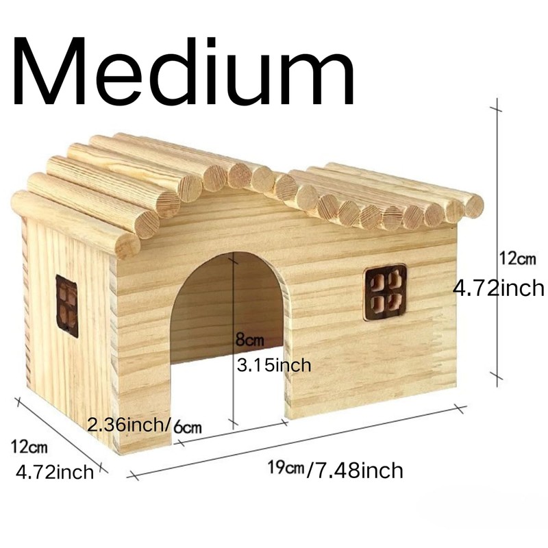 Guinea Pig Wood Hideout Hut with Window Small Animal Wooden