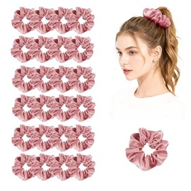24Pack Satin Scrunchies For Women Silky Scrunchy Silk Hair Ties Ponytail Holder Hairs Bow Ropes Elastics Hairtie Accessories