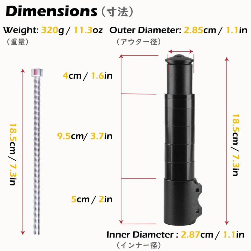 TRIWONDER MTB Elevador de Vástago de Bicicleta Aleación de Aluminio