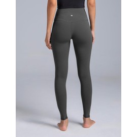 Colorfulkoala Dreamlux No Front Seam Leggings for Women 25"/28" Inseam, High Waisted Buttery Soft Yoga Pants, Dark Carbon, Medium