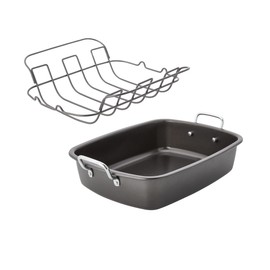 Chicago Metallic Nonstick Roaster with Floating Rack, 18-Inch-by-13-Inch, Black