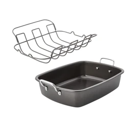Chicago Metallic Nonstick Roaster with Floating Rack, 18-Inch-by-13-Inch, Black