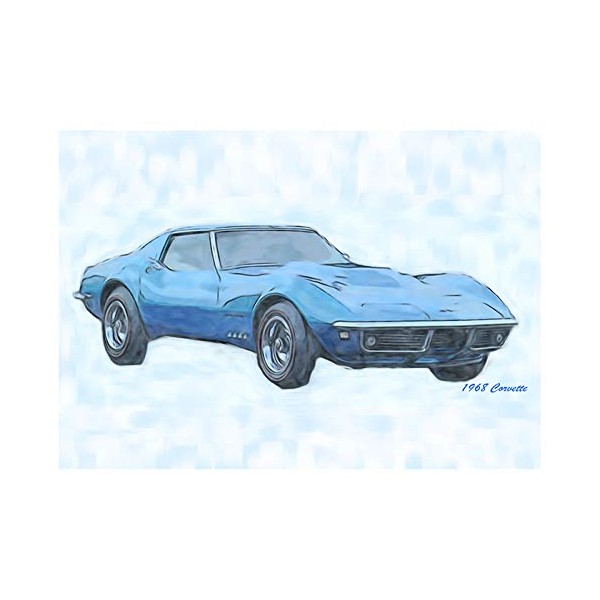 Will Davis Studios 1968 Corvette Digital Painting Birthday Card. (Inside Reads: Happy Birthday!)