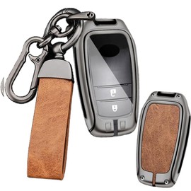 Ysbxitu Key Case Protective Case Accessories Fits Toyota Yaris Cross Corolla RAV4 Prius Camry Auris Fortuner Highlander 2020-2024 Scratch-Resistant Waterproof Keyring Gift Idea, brown