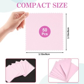 wegoup 50 Pack Jewelry Polishing Cloth, 3.15" x 3.15" Pink Cleaning Cloths for Sterling Silver, Gold & Platinum – Small Silver Cleaning & Polishing Cloth for Jewelry, Individually Wrapped.