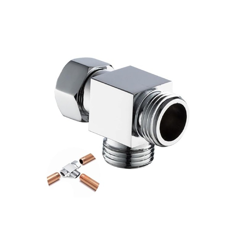 Brass Chrome T Shape Adapter 1/2.3 Way Connection Valve 3