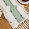 Tosleo Green Macrame Table Runner, Boho Decoration with Tassels, Cotton
