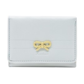 LJCZKA Women's Small Leather Wallet, Trifold Cute Bow Wallet, Card Holder with Coin Compartment, Card Slots, blue, Minimalist