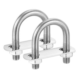 PATIKIL Round U-Bolts, 2 Pcs 1.3"(33mm) Inner Width 64mm Length M10 with Nut Plate Washer 304 Stainless Steel Round Bend U-Bolts for Boat Trailer Axle Sailboat