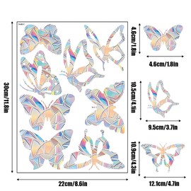 RDNKVB Pack of 16 Bird Protection Window Stickers Prism Suncatcher Rainbow Glass Panels Butterfly Sticker Film Against Bird Strike Sticker
