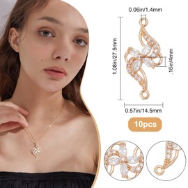 Beebeecraft 10Pcs Cubic Zirconia Links Gold Flower Connectors Charms Floral Bracelet Necklace Connector Pendant Bracelet Necklace Connector Pendant for DIY Jewelry Making
