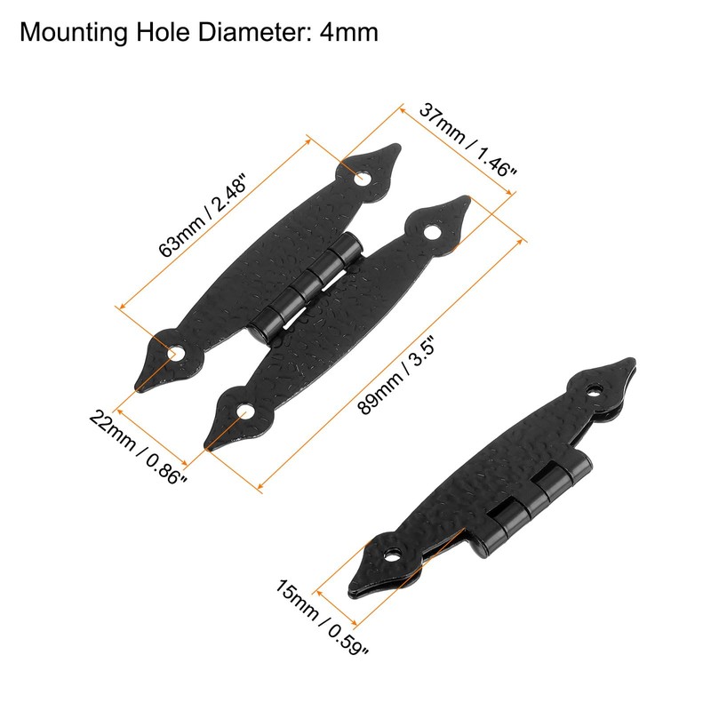 sourcing map 4Pcs H-Hinge Metal Flat Hinge Cabinet Door Hinge