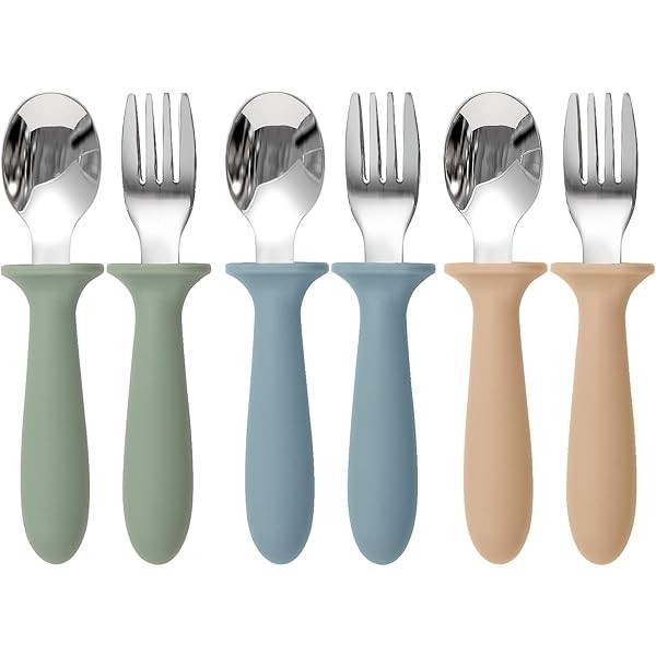 Toddler Utensils, 6 Pack kids Silverware Set with Silicone Handle,