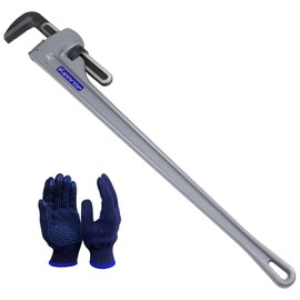 KARRYTON 48 Inch Aluminum Pipe Wrench, 8"/200mm Adjustable Jaw Capacity, Heavy Duty Straight Handle Plumbing Wrenches Plumbers Tool, Exceed the Standard GGG (48-INCH)