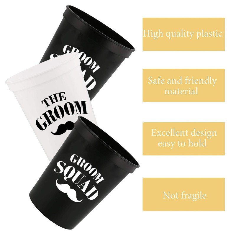 PartyGifts&beyond Bachelor Party Cups 13PCS Team Groomsman Plastic Cups Best