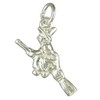 Childrens Sterling Silver Witch On A Broomstick Pendant On A