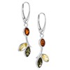 Genuine Amber Sterling Silver 925 Floral Design Earrings, Amber, No