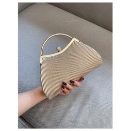 SweatyRocks Women's Metallic Rhinestone Studded Evening Handbag Kiss Lock Elegant Mini Clutch Purse, Gold, One Size