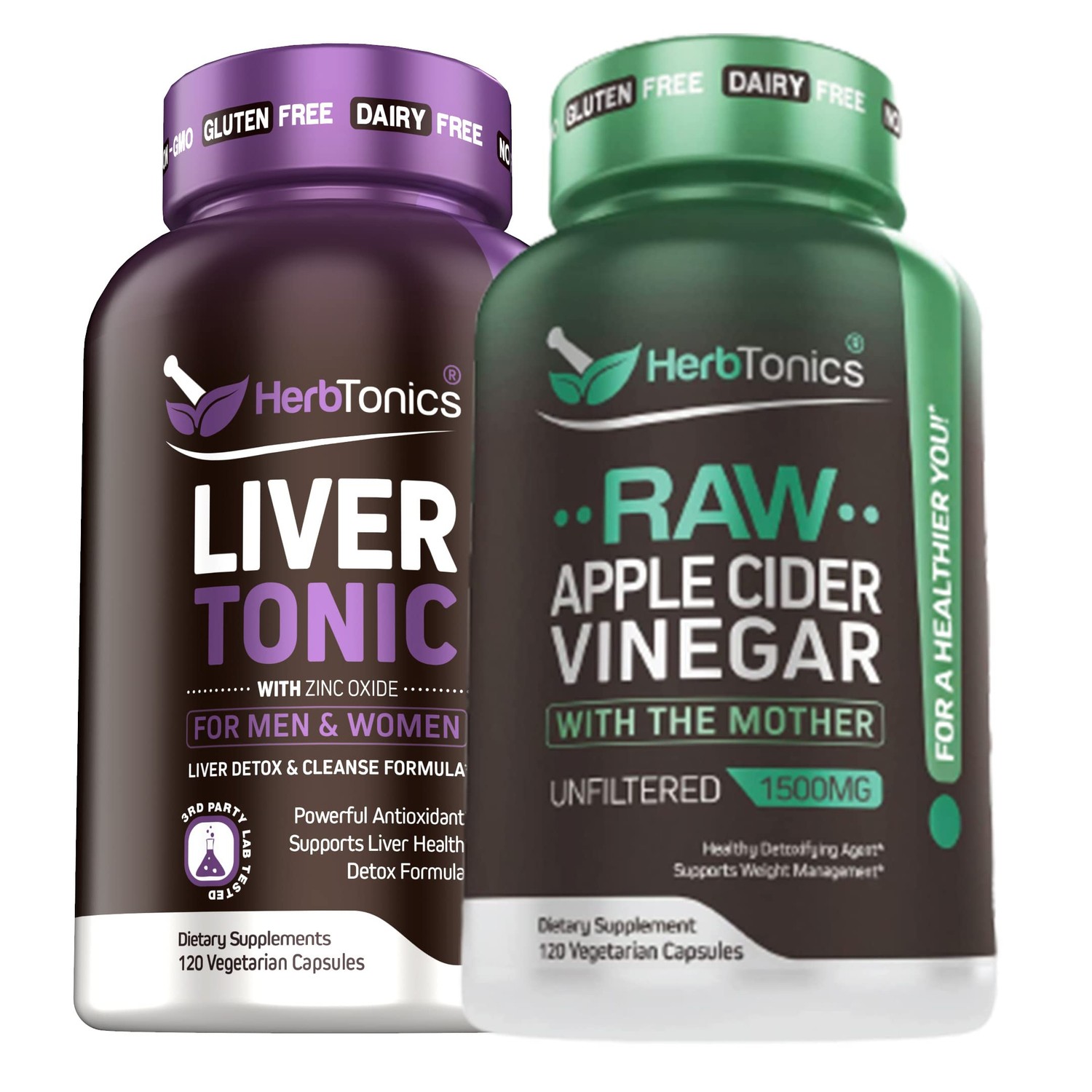 Livertonic & Raw Apple Cider Vinegar Bundle Liver Cleanse, Fatty